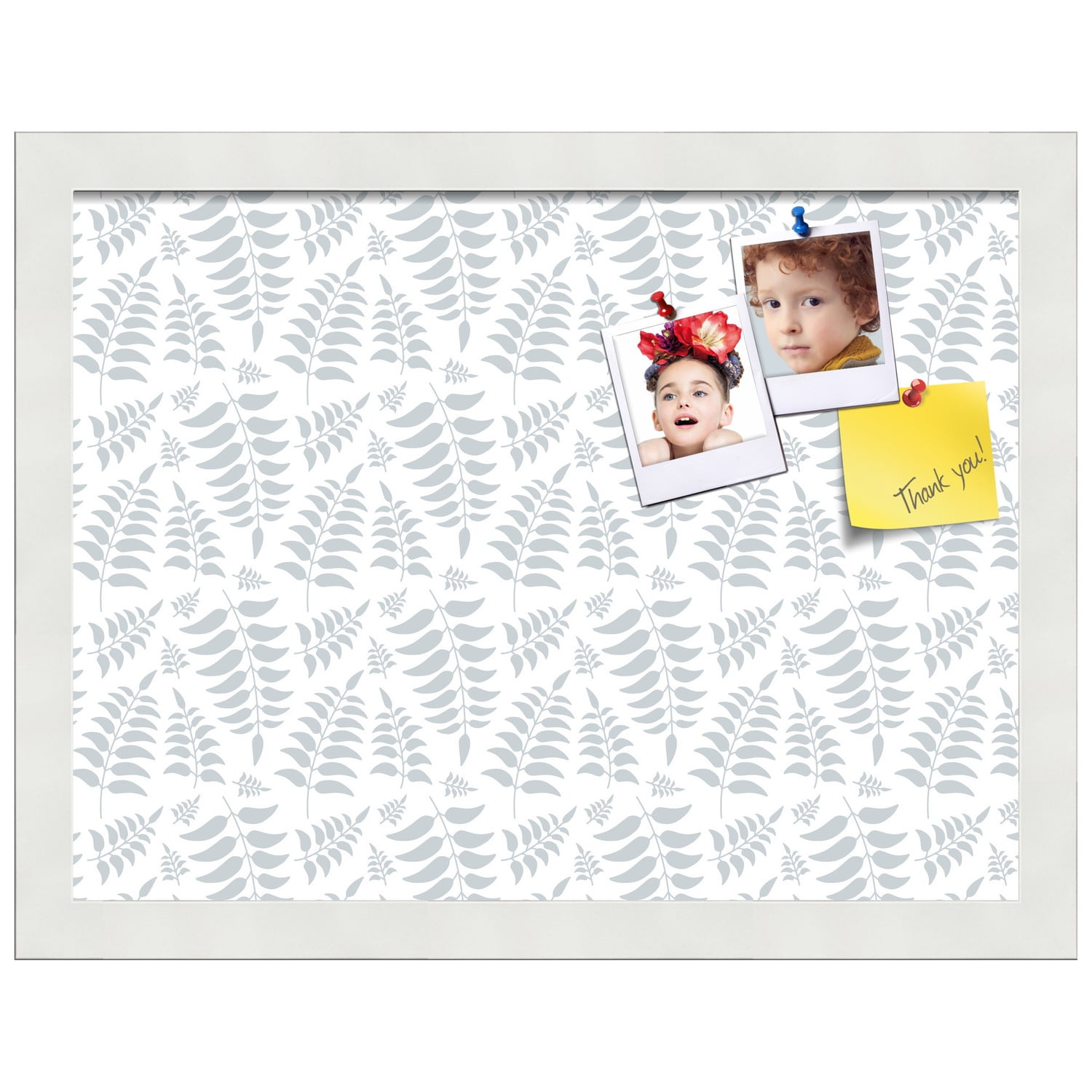 PinPix 16x12 Custom Cork Bulletin Board Fern Lt Grey Poster Board Has a Fabric Style Canvas Finish, Framed in Fern Lt Grey, by ArtToFrames (PinPix-1584)
