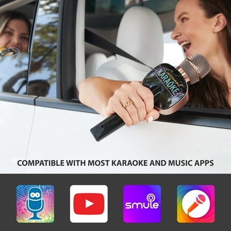 Singing Machine Bluetooth Carpool Karaoke Microphone 2.0, Stand Alone Mic, CPK565RD, Rose Gold