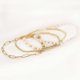 thumbnail image 3 of CHAO Delicado juego de pulseras de cuentas de cristal y perlas doradas para mujer, pulsera de cuentas de cristal y perlas chapadas en oro real de 14 quilates, pulseras de cadena de eslabones con clip, 3 of 5