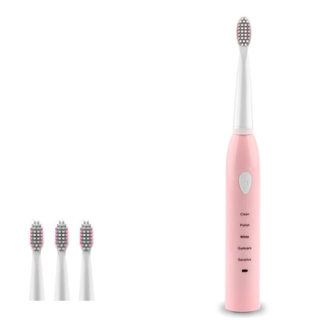 Electric Toothbrush 5 Modes Deep Cleaning Waterproof Portable Adult Travel Toothbrush With 4 Replacement Brush Heads