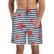 thumbnail image 1 of Balery Starfish Navy Blue Stripe Traje de Baño Estilo Hawaiano para Hombre, Shorts de Secado Rápido con Bolsillos-Medium, 1 of 6