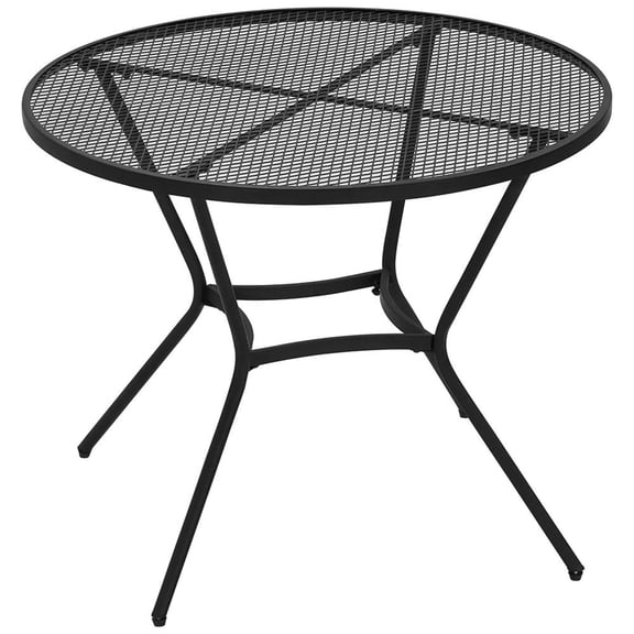 YYAo Outdoor Entertaining Tables,Patio Dining Table,35" Round Outdoor Patio Bistro Dining Table, Fast Drying Metal Mesh Tabletop, Black