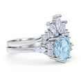 thumbnail image 2 of Two Piece Oval Vintage Style Women Engagement Ring Simulated Aquamarine 925 Sterling Silver, 2 of 5