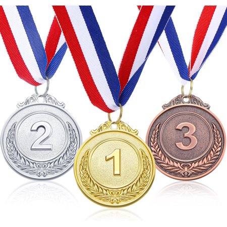 Metal Winner Award Medals, Gold Sliver Copper Winner Medals with Neck Ribbon 1st 2nd 3rd Prize Medals for Competitions Party Decorations and Awards