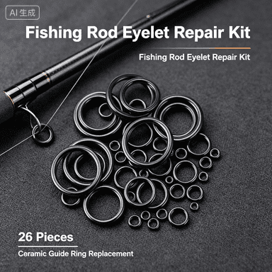 26Pcs Fishing Rod Eyelet Repair Kit, Ceramic Guide Ring Replacement Set for Fishing Rod Tip and Line Guides