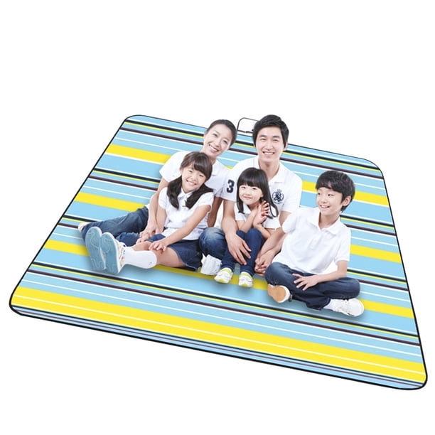 Greeniant Colchoneta de Picnic impermeable plegable para exteriores a cuadros rojos y blancos, almohadilla gruesa de moda, transpirable, suave, portátil, carpas Rayas azules amarillas 150*100cm Greeniant OD001135-13