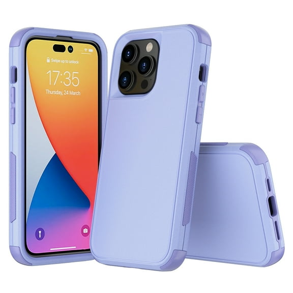 Xhy iPhone 14 Pro Max Case Military Grade Full Body Protection 3 in 1 Drop Resistant TPU Durable Detachable for iPhone 14 Pro Max 6.7 inch 2022 Phone - Light Purple