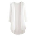 thumbnail image 4 of Ediodpoh Women's Solid Thin Transparent Mesh Cardigan for Women Three Quarter Sleeve Mid Length Shawl Coat White XXXXL, 4 of 6