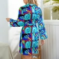 thumbnail image 5 of Robe de Pyjama Graffiti pour les Yeux, Manches Longues, Confortable, Col en V, Imprimé Automne, 5 of 5