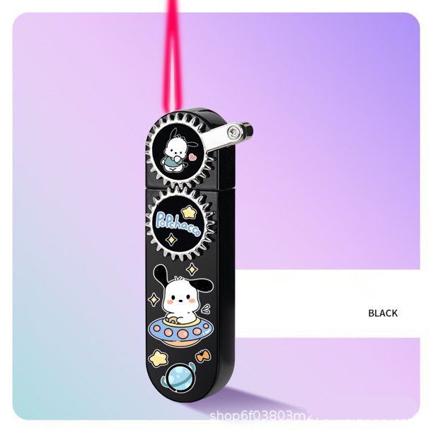 Red Flame Gear Turning Kitty Kuromi Encendedor de gas butano a prueba de viento