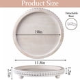thumbnail image 3 of FZBCTLDZ 12" Round Decorative Tray for Coffee Table, White Distressed Farmhouse Wood Tray with Beaded Rim, Rustic Home Decor Centerpiece Tray, 3 of 10