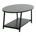 thumbnail image 5 of Household Essentials Jamestown Oval Coffee Table with Storage Shelf Black Oak Wood Grain and Black Metal, 5 of 7