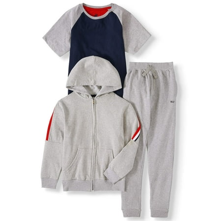 Beverly Hills Polo Club Boys 4-12 T-Shirt, Hoodie Sweatshirt, & Jogger Sweatpants, 3-Piece Outfit