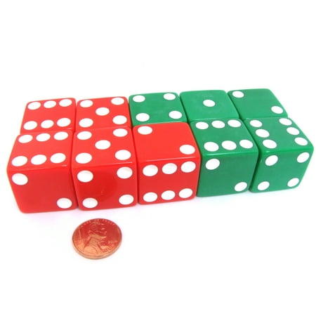 Christmas Dice Game Koplow Games Set of 10 D6 25mm Large Opaque Jumbo Christmas Dice - 5 Each of Red and Green #05240 ()