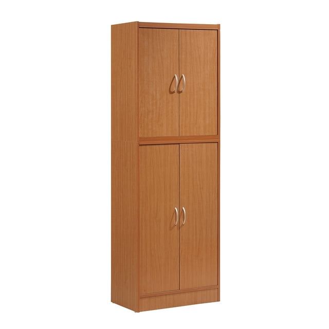 Hodedah Dining Room Storage 4 Door Kitchen Pantry China Cabinet, Cherry