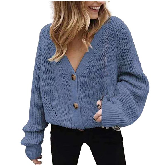Plus Size Women's V Neck Button Cardigan Knitted Sweater Jacket Soft Comfortable Lightweight Stylish Casual Long Sleeve Top