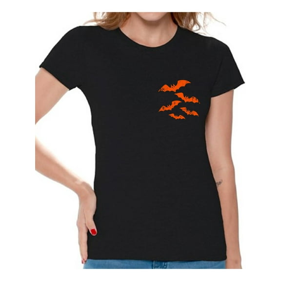 Awkward Styles Halloween Bats Tshirt Bats Shirt Halloween Shirt for Women Spooky Bats T-Shirt Women's Halloween T-Shirt Scary Gifts for Halloween Bat Shirt Halloween Party Outfit Funny Halloween Shirt