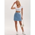 thumbnail image 3 of DARING DIVA Women's Patchwork Jean Skirt Color Block A Line Mini Medium Blue, 3 of 7