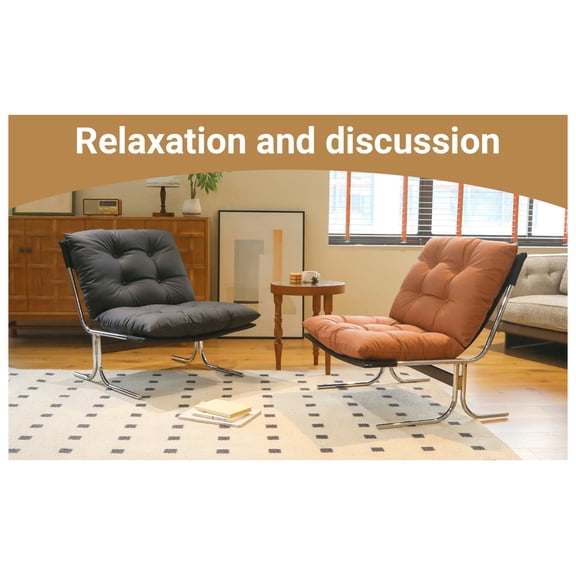 Leather Armchair, Modern Accent Chair High Back, Living Room Chairs with Metal Legs and Soft Padded, Sofa Chairs for Home Office,Bedroom,Dining Room (Brown-1pc)