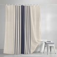 thumbnail image 3 of Shower Curtains for Bathroom, Midnight Blue Striped Waterproof Fabric Shower Curtain, Beige Geometric Modern Art Decorative Bathroom Curtain for Bathtub, 36"x72", No Hooks Included, 3 of 9