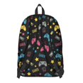 thumbnail image 3 of Game Controller Black Pattern Backpack for School, Cute School Bag with Adjustable Shoulder Straps and Padded Back, 15.7"x11.8"x5.5", 3 of 5
