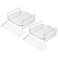 thumbnail image 1 of Unique Bargains Square Baking Rack Cooling Cooking Rack 6.63' Stainless Steel Rust Free with 8 Skewers 2 Pack, 1 of 5