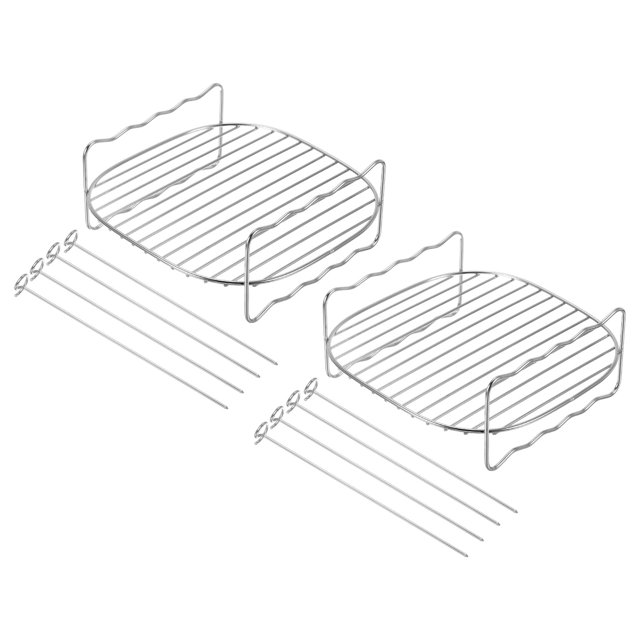 Unique Bargains Square Baking Rack Cooling Cooking Rack 6.63' Stainless Steel Rust Free with 8 Skewers 2 Pack