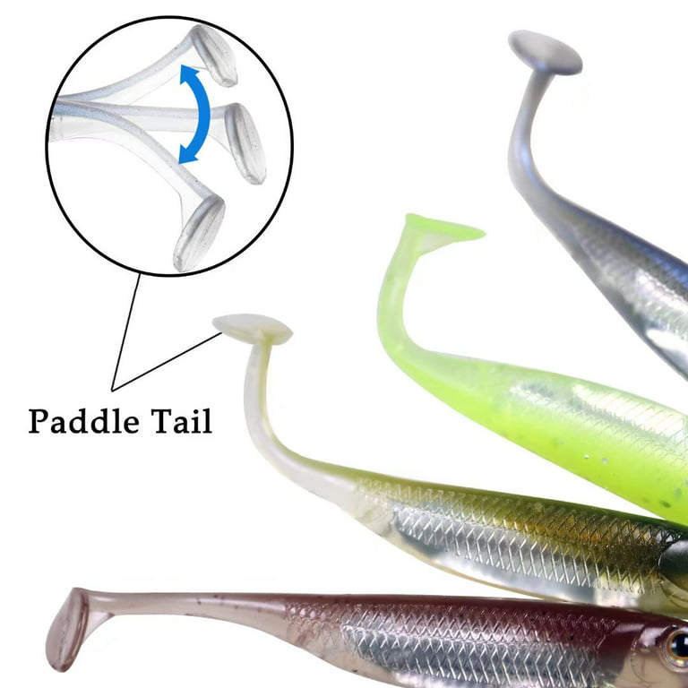 QualyQualy Soft Plastic Swimbait Paddle Tail Shad Lure Soft Bass Shad Bait  Shad Minnow Paddle Tail Swim Bait for Bass Trout Walleye Crappie 2.75in 4#