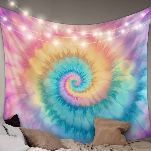 Colorful Tie Dye Small Tapestry for Bedroom Wall Hanging Tapestry, Rainbow Ombre Abstract Pattern Art Ceiling Backdrop Tapestries Poster Blanket Wall Decor for Teens Room Living Room Dorm 23" x 28"