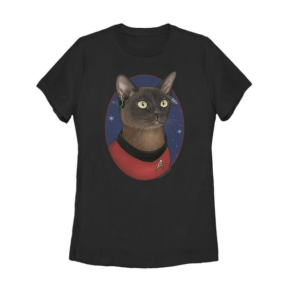 Women's Star Trek Uhura Cat Portrait Graphic Tee Black X Large