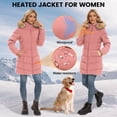 thumbnail image 6 of Heated Women Jacket, 2 Pack 12000mAh Power Bank, 5 Heat Zone, 4 Heating Level(Pink, M), 6 of 6