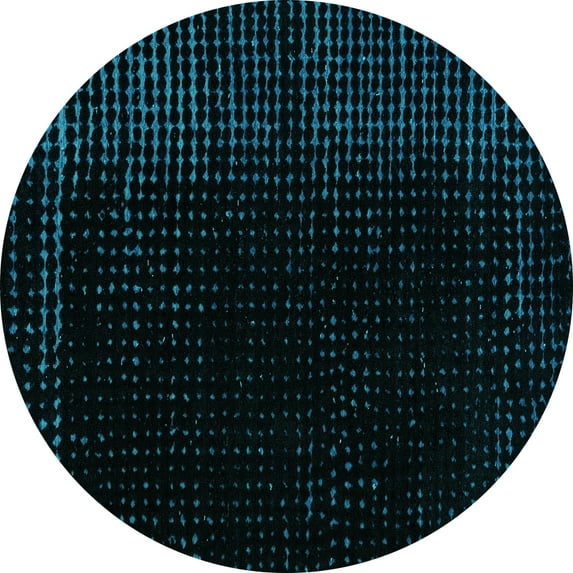 Ahgly Company Indoor Round Abstract Turquoise Blue Modern Area Rugs, 8' Round