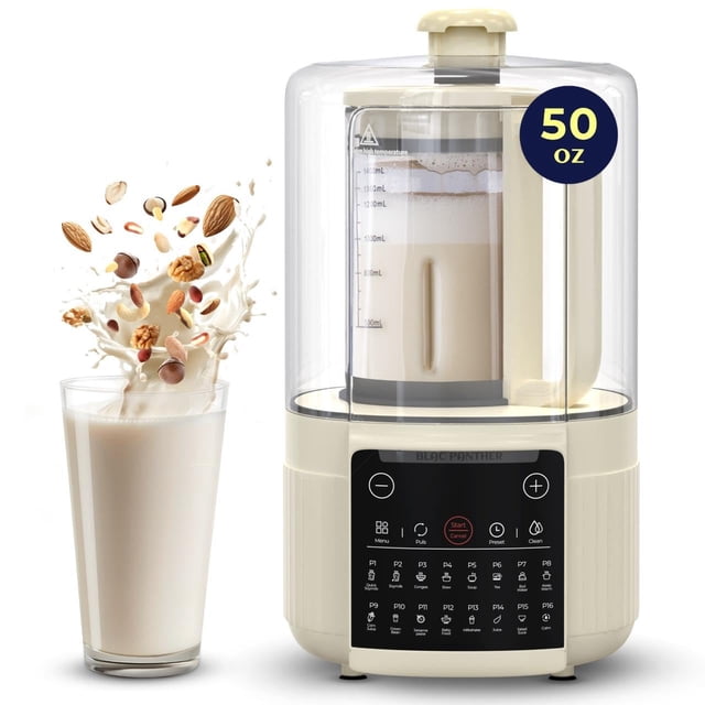 Blac Panther 16-in-1 Blender & Nut Milk Maker, 50oz – Soy/Oat Milk, Plant-Based Milk, Milkshake, Soup Maker. 8 High-Speed Blades, Ultra-Quiet N