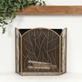 thumbnail image 2 of DecMode 25" x 31" Brass Metal Branch 3 Panel Tree Fireplace Screen with Mesh Netting, 1-Piece, 2 of 14