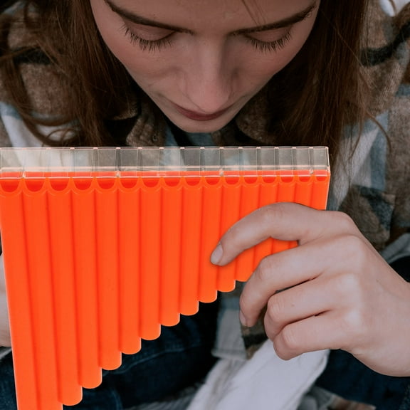 HEANUJJ Panpipes Woodwind Musical Instrument ABS Orange 1 Set Traditional Folk Flute for Beginners and Music
