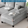 thumbnail image 2 of Walsunny Sectional Sofa Couches for Living Room Clearance Set, U Shaped Couch 4 Seat Sofa Set with Double Chaise, Gray, 2 of 8