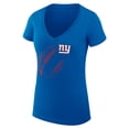 thumbnail image 2 of Women's G-III 4Her by Carl Banks  Royal New York Giants Super-Slim Fit Lightweight Subtle Football V-Neck T-Shirt, 2 of 3