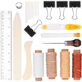 thumbnail image 1 of 1 Set Leather Working Tools Leather Craft Supplies Kit with Awl Waxed Thread Thimble Kit for Stitching Punching Cutting Sewing Leather Craft Making, 1 of 8