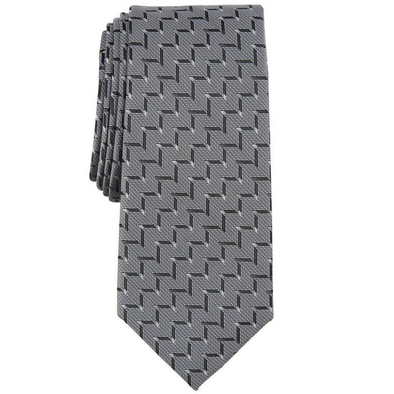 Alfani Mens Necktie Lexington Geometric Print Tie Silver OS