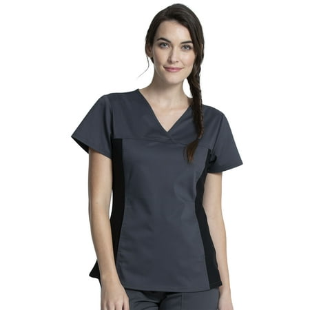 

Cherokee Workwear Revolution Women s Scrubs Top V-Neck Knit Panel WW2875