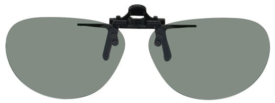 Polarized Clip on Flip up Plastic Sunglasses Small Aviator Shade Control G-Clips Polarized Grey Lenses 52-54mm Wide X 51mm High 