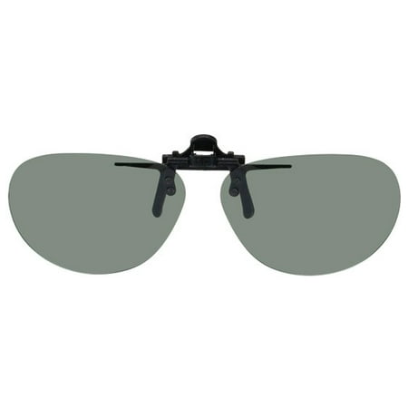 Polarized Clip-on Flip-up Plastic Sunglasses - Oval - 52-54mm X 39mm - Polarized Grey Lenses - Shade Control G-Clips