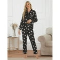thumbnail image 6 of Wang6 Women's Satin Pajamas Sets 2 Pieces Long Sleeve Pjs Sets Soft Button V Neck Shirts Straight Pants Ladies Loose Fit Butterfly Printed Sleepwear Loungewear Sets Black1 XL, 6 of 7
