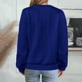 thumbnail image 7 of Fiaer Quarter Zip Women Sweatshirts Crew Neck Plus Size Long Sleeve Jacquard Pullovers Baggy Casual Fashion Tops Blue XL, 7 of 7