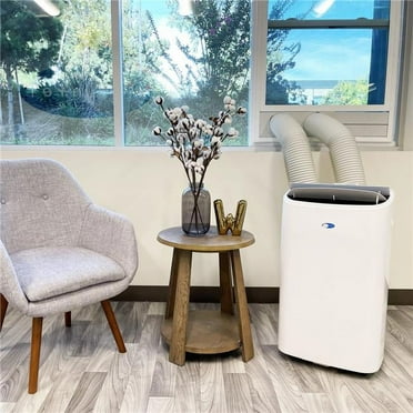 14,000 BTU Dual Hose Cooling Portable Air Conditioner, Dehumidifier & Fan with Remote Control Up to 500 Sq. ft. - White