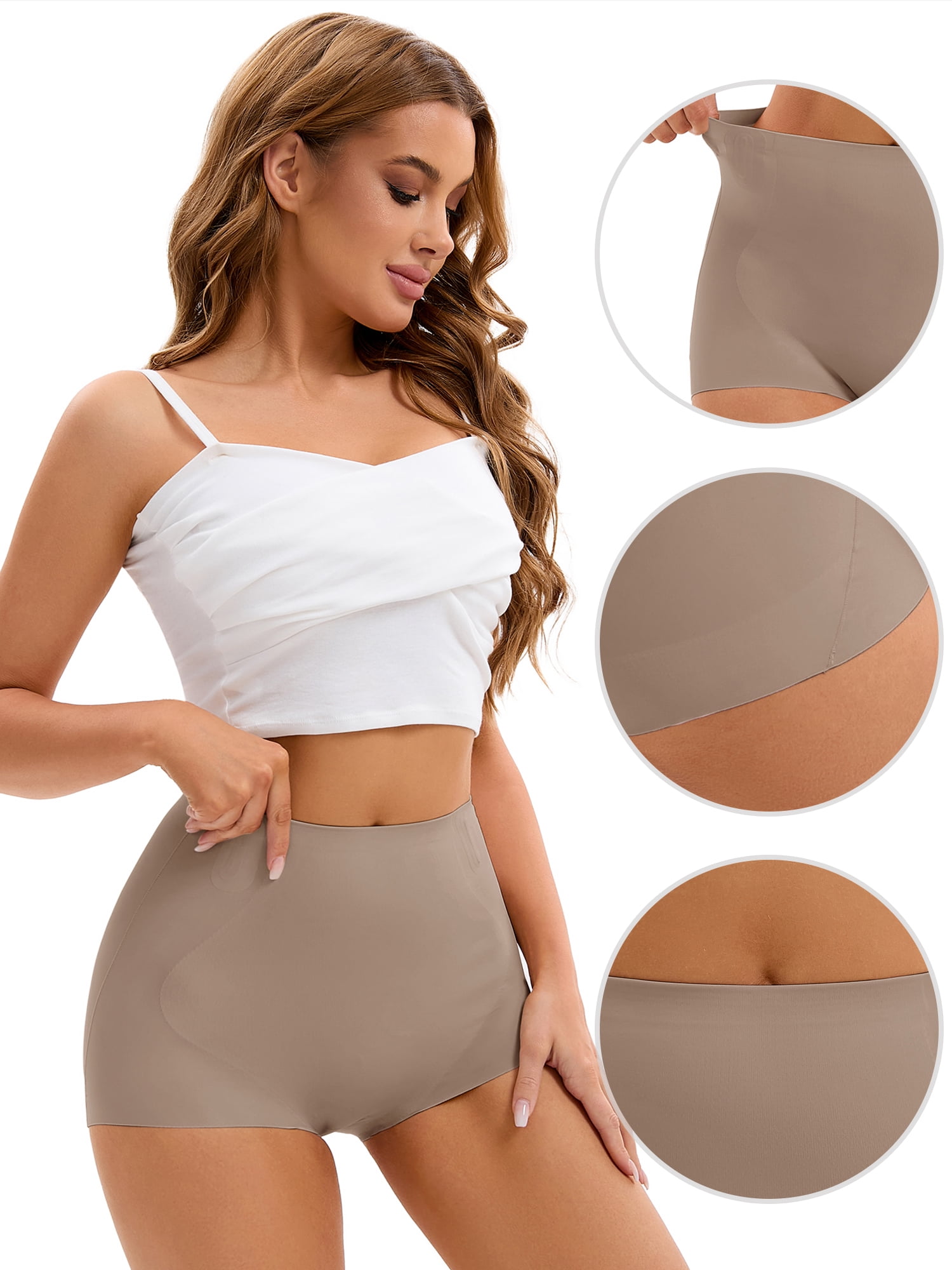 DARING DIVA Women's High Waist Underwear Brief Butt Lifter Shapewear Panties Khaki XXL