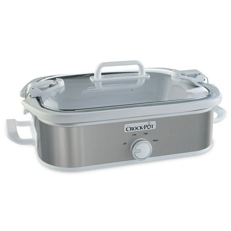 Crock-Pot - 3.5-Quart Casserole Crock Manual Slow Cooker with Oven Safe Removable Stoneware,  - Stainless-Steel/White