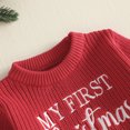 thumbnail image 6 of Cjfdfy Newborn Baby Girl Christmas Clothes Knit Ruffled Sweater Romper First Christmas Letter Bow Embroidery Bodysuits Infant Christmas Fall Winter Warm Clothes 0-12M, 6 of 9
