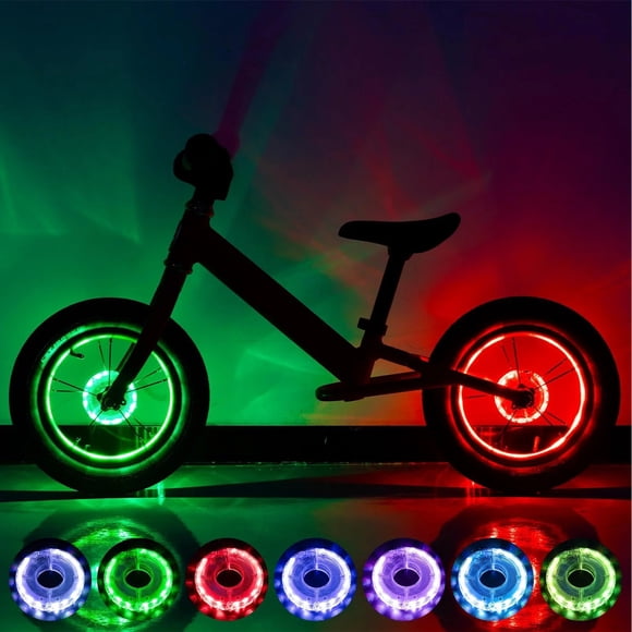 Luces de rueda infantiles con 7 colores y 15 modos - Luces LED recargables USB para la seguridad en la conducción nocturna y decoraciones divertidas