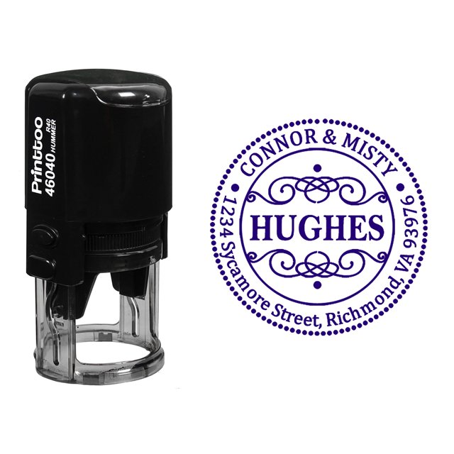 Printtoo Custom Address Return Self Inking Round Rubber Stamp Personalized Stamper Gift Idea-Violet